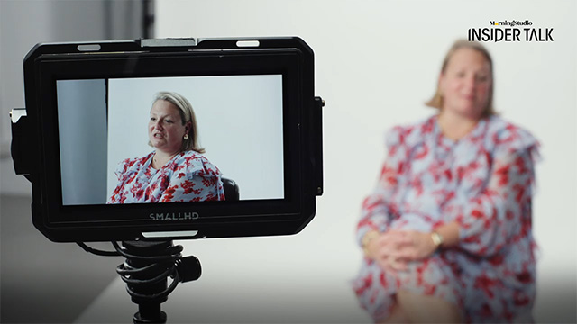 Alisa Amarosa is pictured on a remote screen during filming of the interview. 